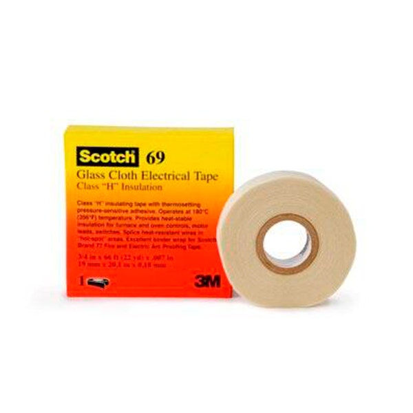 Cinta aislante de fibra de vidrio 3M 69 19 mm x 33 m